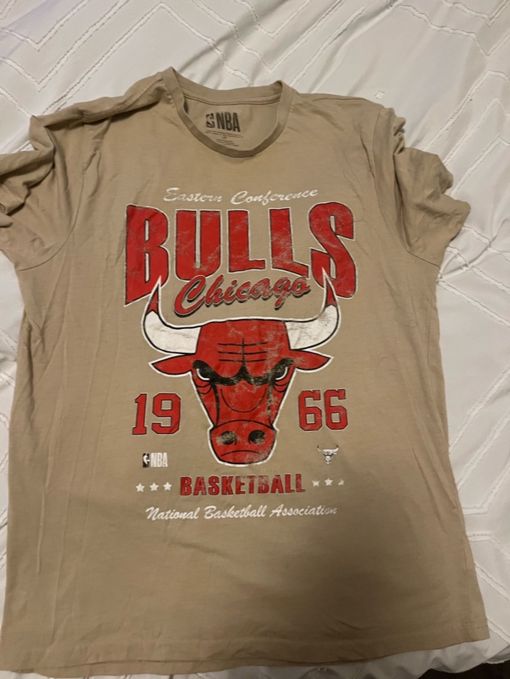 NBA Tan Crewneck Tee with Red Logo Accents